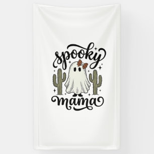Gruseliger Mama-Geist-Kaktus-Vintage-Halloween-Shi Banner