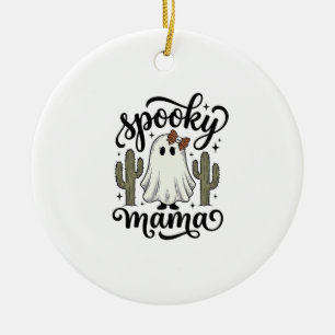 Gruseliger Mama-Geist-Kaktus-Vintage-Halloween-Shi Keramik Ornament