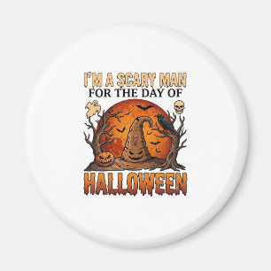 Gruseliger Mann Halloween Hexenhut Blutmond Kürbis Magnet