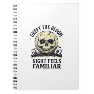 Gruseliger Mond-Schädel-Halloween-Grafik-Shirt_1 Notizblock