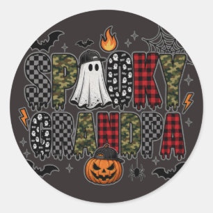 Gruseliger Opa Halloween Camouflage Karo Gemisch Runder Aufkleber