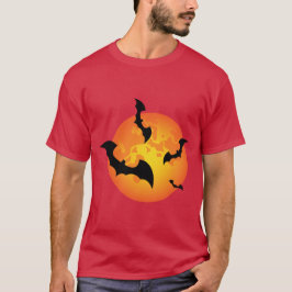 Gruseliger orange Halloween-Vollmond mit Fledermäu T-Shirt
