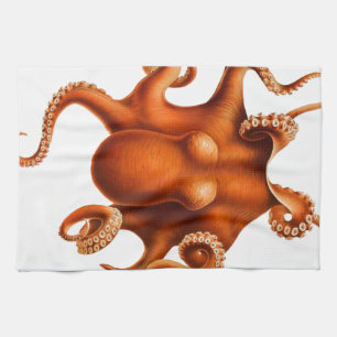 Gruseliger Oranger Oktopus Küchentuch