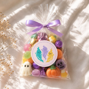 Gruseliger Pastellfarben-Cute-Halloween-Geist Runder Aufkleber