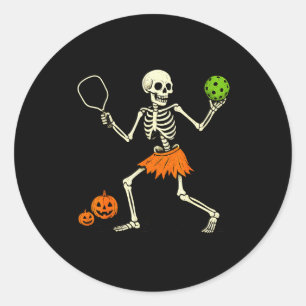 Gruseliger Pickleball-Halloween-Skelett-Kostüm Fra Runder Aufkleber