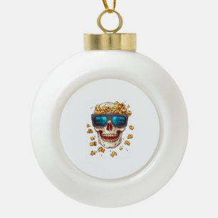 Gruseliger Popcorn-Schädel � Lustiges Horrorfilm-S Keramik Kugel-Ornament