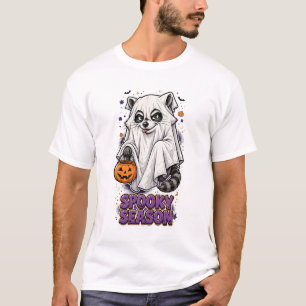 Gruseliger Saison-Waschbär-Geist-Halloween-T-Shirt T-Shirt