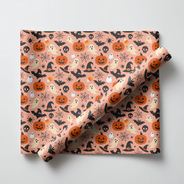 Gruseliger saisonaler schwarzer orange Halloween-M Geschenkpapier