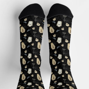 Gruseliger Sarg und Rabe Halloween Socken