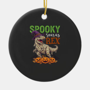 Gruseliger Saurus Rex Mumie Dinosaur Hexenhut Kürb Keramik Ornament