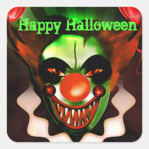 Gruseliger Schrecklicher Böser Clown Halloween Geb Quadratischer Aufkleber