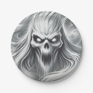 Gruseliger schreiender Poltergeist-Geist Halloween Pappteller