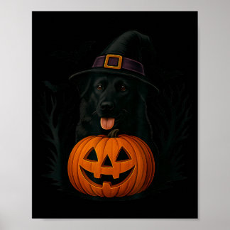 Gruseliger schwarzer Deutscher-Schaferhund-Hexenhu Poster