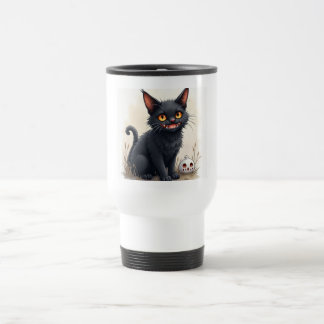 Gruseliger schwarzer Katzen-Reisebecher Reisebecher
