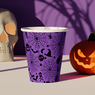 Gruseliger schwarzer und violetter Halloween-Gebur Pappbecher