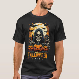 Gruseliger Sensenmann Jack O' Lanterns Fledermäuse T-Shirt