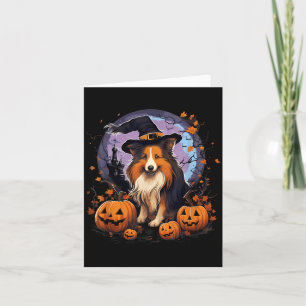 Gruseliger Sheltie-Hund Hexe Halloween Karte
