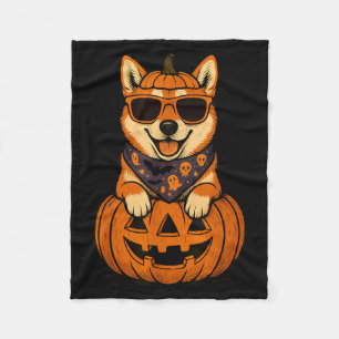 Gruseliger Shiba Inu Kürbis Halloween Hunde Liebha Fleecedecke