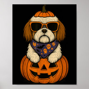 Gruseliger Shih Tzu Kürbis Halloween Hunde Liebhab Poster