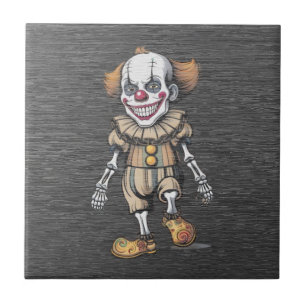 Gruseliger Skelett-Clown - Vintage Halloween Fliese