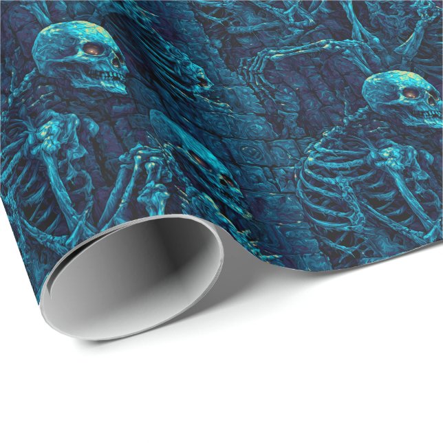 Gruseliger Skelett-Dungeon D&D Untote Geschenkpapier (Rolleneckpunkt)