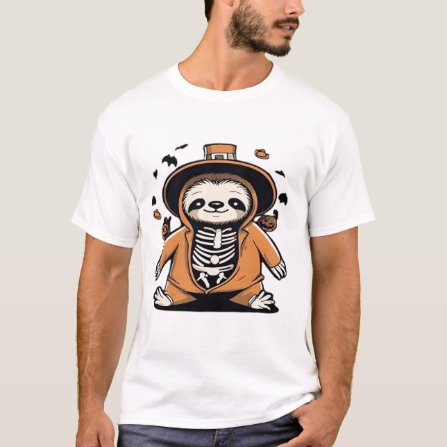 Gruseliger Skelett Faultier-Süßigkeiten oder Saure T-Shirt (Vorderseite)