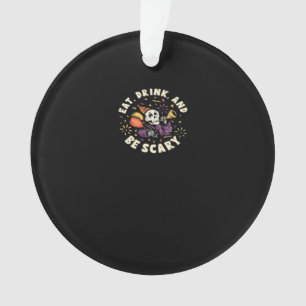 Gruseliger Skelett feiert Halloween Essen Trinken Ornament