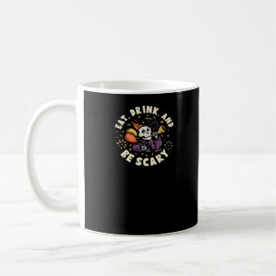 Gruseliger Skelett feiert Halloween Iss Trinke Kaffeetasse