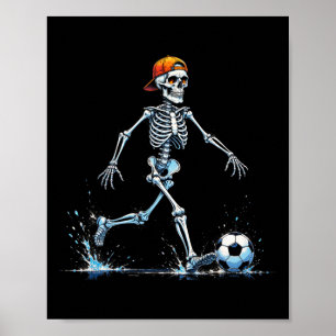 Gruseliger Skelett-Fußballspieler Lustiger Hallowe Poster