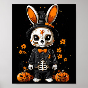 Gruseliger Skelett-Hasen-Halloween-Kostüm Poster