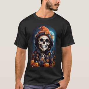 Gruseliger Skelett mit bösen Kürbissen T-Shirt