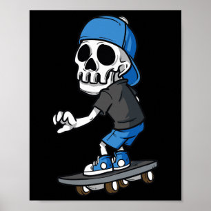 Gruseliger Skelett-Skateboard fahrender Skater-Tot Poster