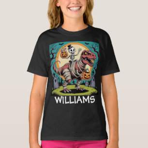 Gruseliger Skelett- und Mumien-T-Rex-Halloween-Ent T-Shirt