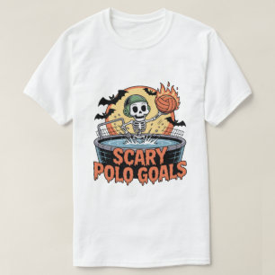 Gruseliger Skelett-Wasserballspieler Halloween-Spo T-Shirt