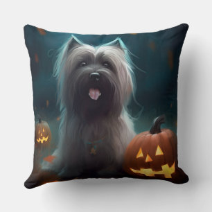 Gruseliger Skye Terrier mit Kürbissen Halloween  Kissen