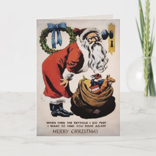 Gruseliger spionierender Weihnachtsmann-Weihnachts Feiertagskarte