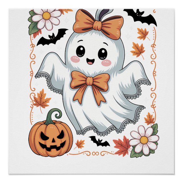Gruseliger Spitzen-Geist Halloween Poster (Vorderseite)