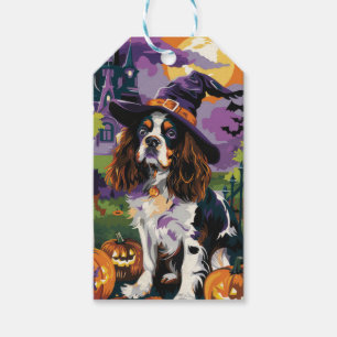 Gruseliger Springer Spaniel Halloween Hexe Kürbis Geschenkanhänger