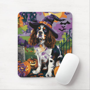 Gruseliger Springer Spaniel Halloween Hexe Kürbis Mousepad