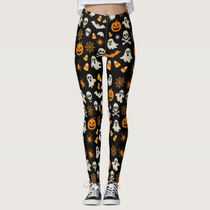 Gruseliger Stil Spielerei Halloween Orange Weiß Ge Leggings