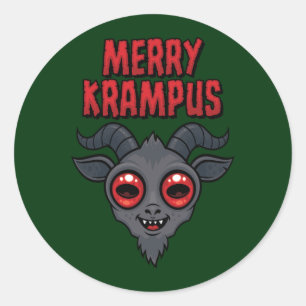 Gruseliger Süßer Fröhlicher Krampus Runder Aufkleber