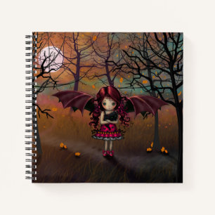 Gruseliger süßer geflügelter Vampir Fantasy Art Sk Notizbuch