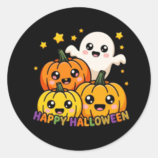 Gruseliger Süßer Geist & Kürbis Halloween-Aufklebe Runder Aufkleber
