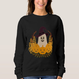 Gruseliger Süßer Geist und Kürbisse Herbstkranz Sweatshirt