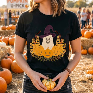 Gruseliger Süßer Geist Und Kürbisse Herbstkranz Tri-Blend Shirt