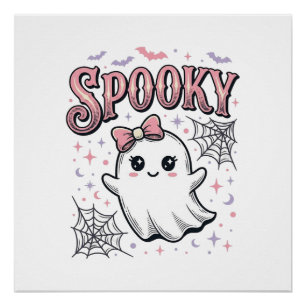 Gruseliger Süßer Geist Vintage Halloween-Shirt-Des Poster