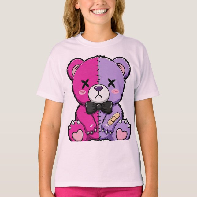 Gruseliger süßer geteilter Bär T-Shirt (Vorderseite)