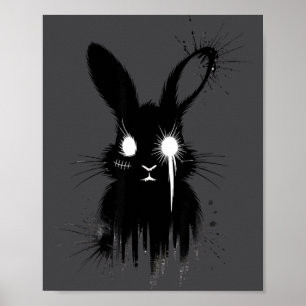 Gruseliger Süßer Goth Kaninchen Horror Hase Skizze Poster