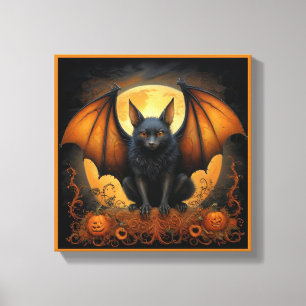 Gruseliger süßer Halloween-Fledermaus in Verkleidu Leinwanddruck