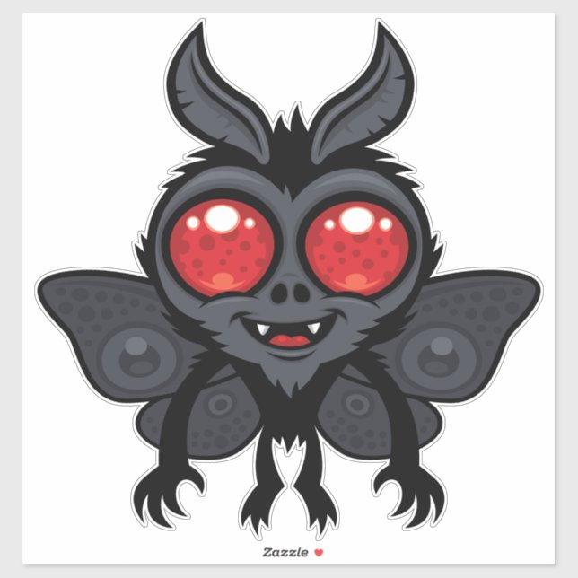 Gruseliger Süßer Kryptid Mothman-Monster Aufkleber (Blatt)